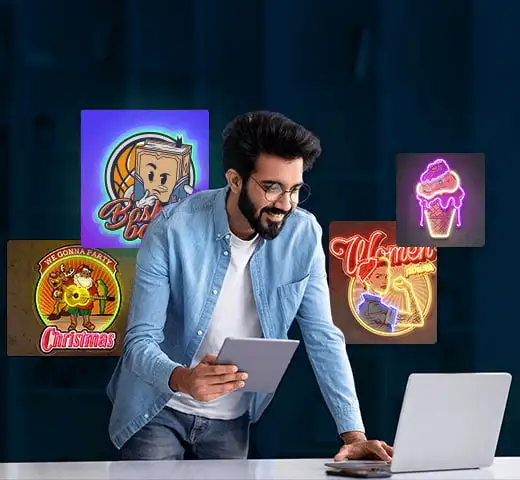 sjablonen voor neonreclameontwerpen