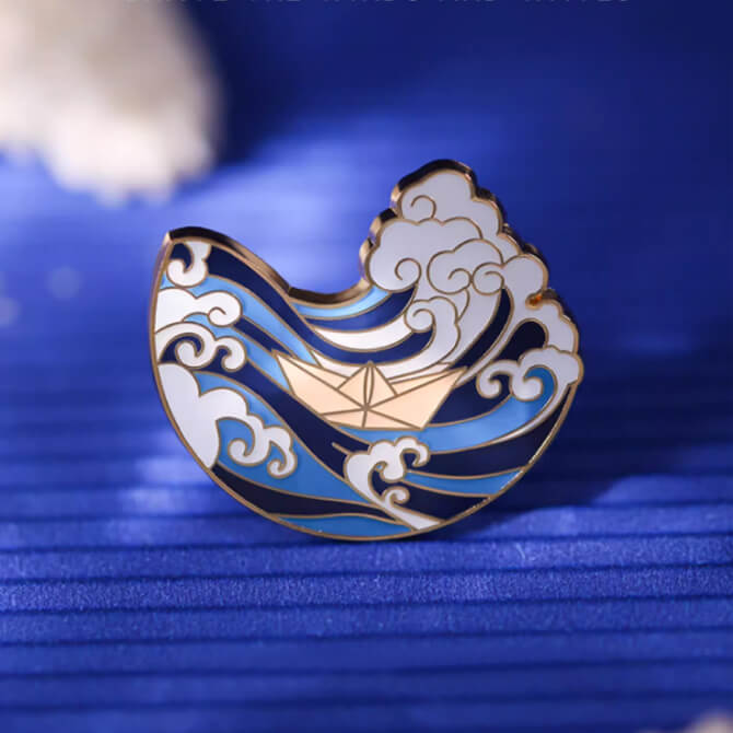 Wave Blue Hard Enamel Pins