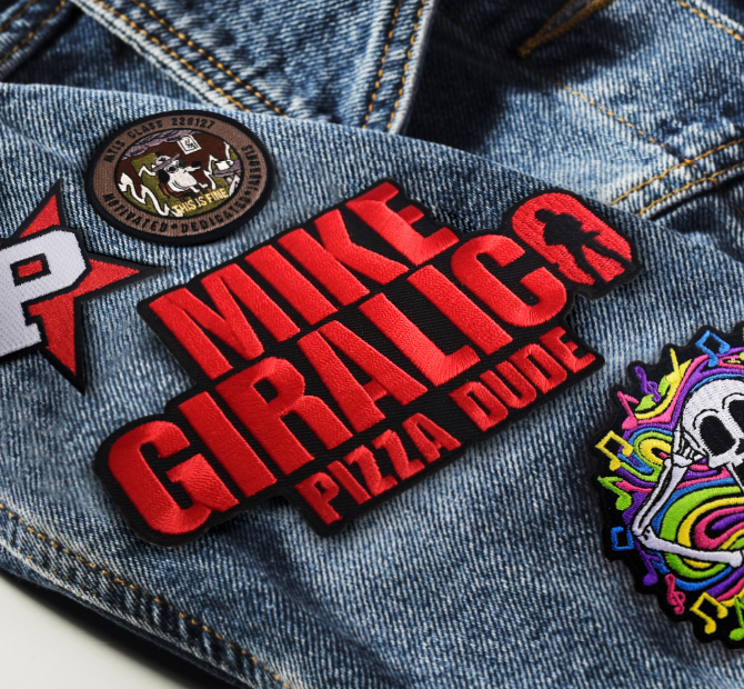 custom embroidery patches on denim jacket