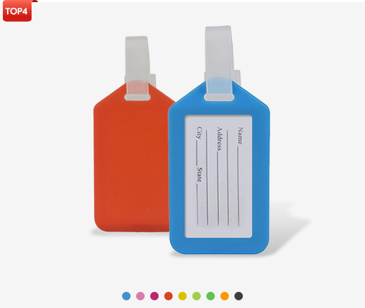 Kleurrijke plastic bagagelabels met logo