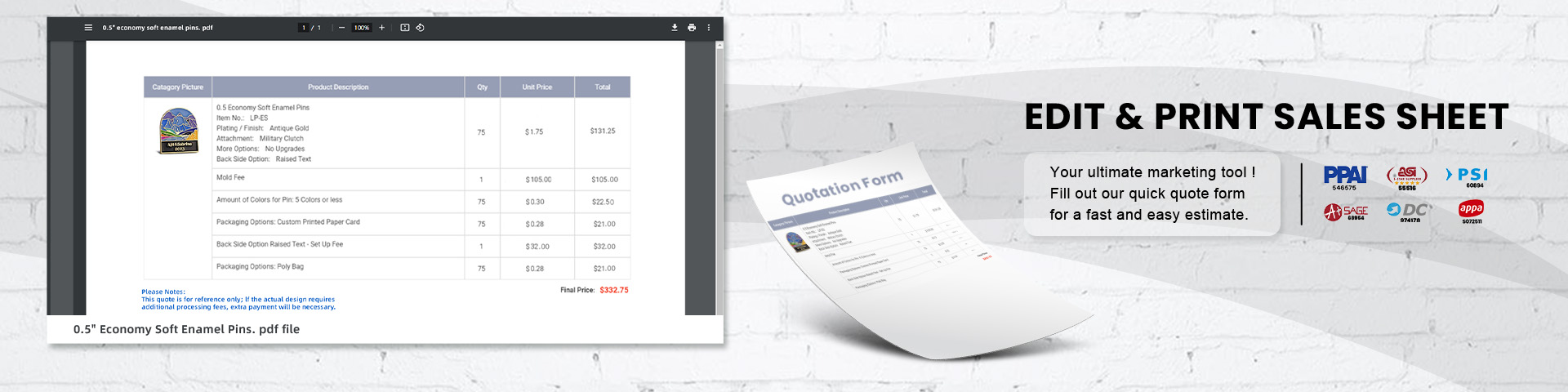 sales sheet edit and print