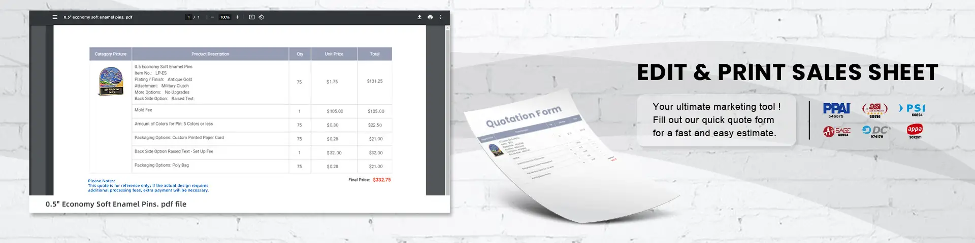 sales sheet edit and print