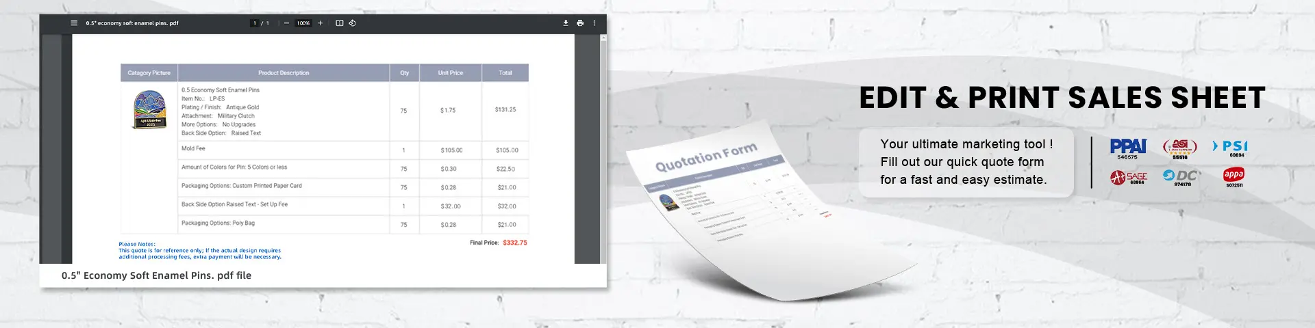 sales sheet edit and print