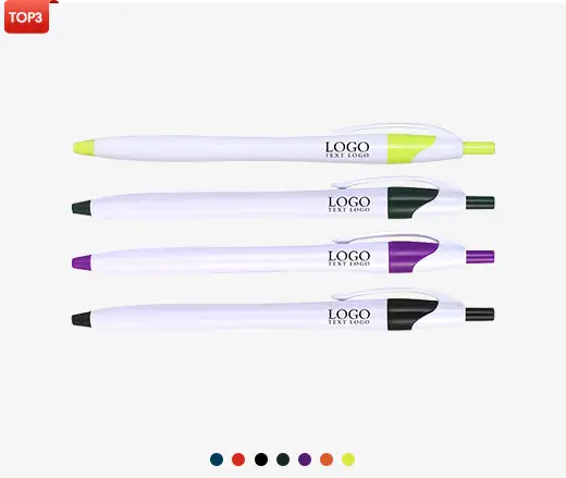 Custom White Retractable Pens with Colored Trim Custom White Retractable Pens with Colored Trim