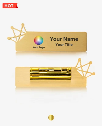 Cut-Out Crown Brushed Matte Name Tags For Work