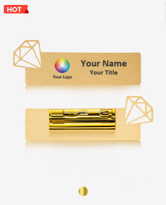 Cut-Out Diamond Brushed Matte Name Tags For Work