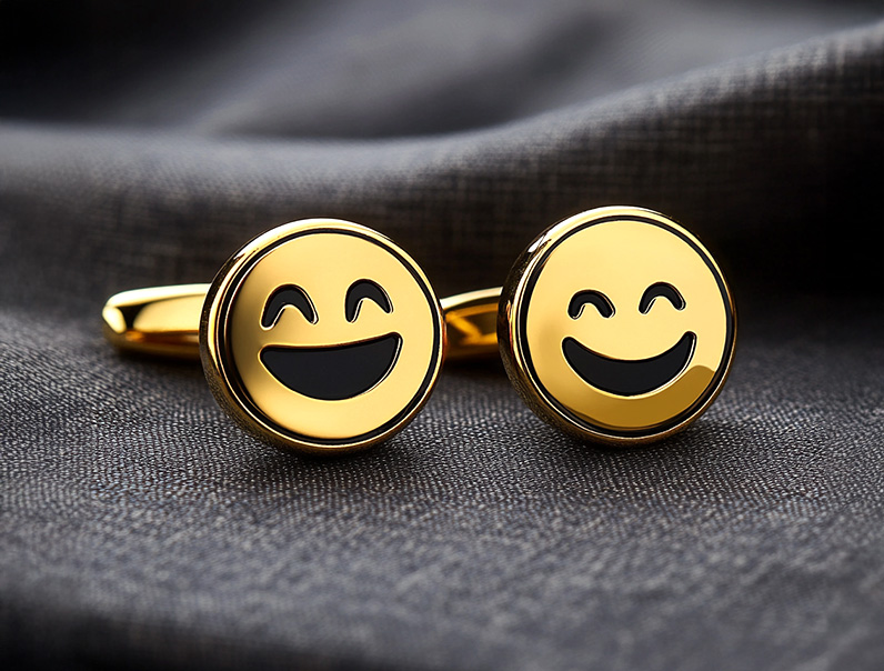 Smiling Face Gold Cufflinks