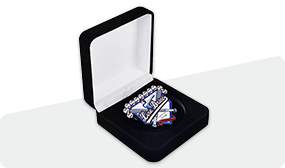 velour box of trading baseball pins