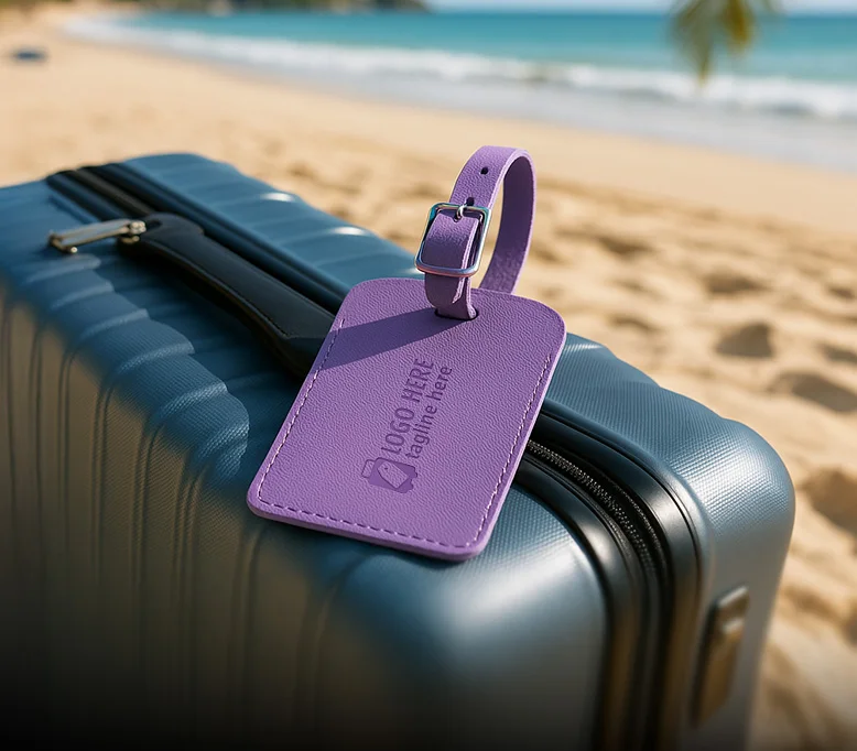 Purple PU Leather Luggage Tag