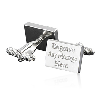 Personalized Silver Rectangle Cufflinks