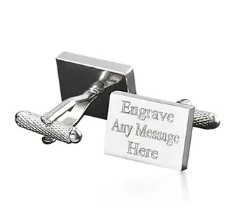 Personalized Silver Rectangle Cufflinks