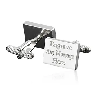 Personalized Silver Rectangle Cufflinks