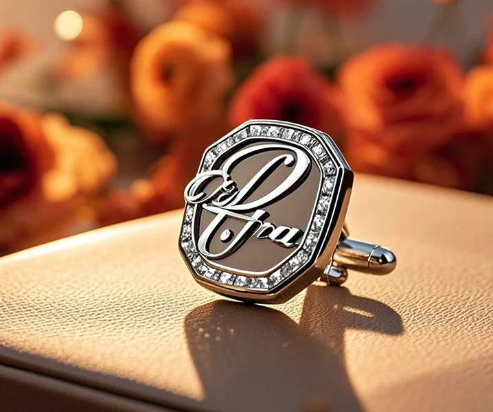 Wedding Diamond Custom Logo Cufflinks