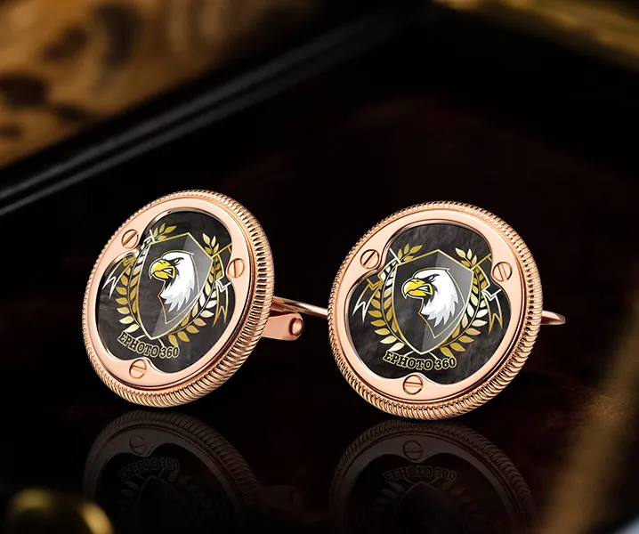 Cool Custom Logo Cufflinks with Rose Gold Finish