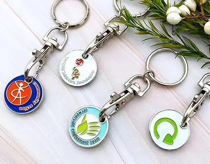 Custom trolley coins keychains for company Custom trolley coins keychains for company