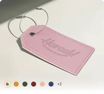 Custom Branded Leather Luggage Tags with Cable Loops Custom Branded Leather Luggage Tags with Cable Loops