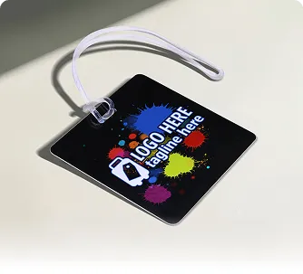 Custom Square Plastic Baggage Tags with Plastic Loops in Bulk