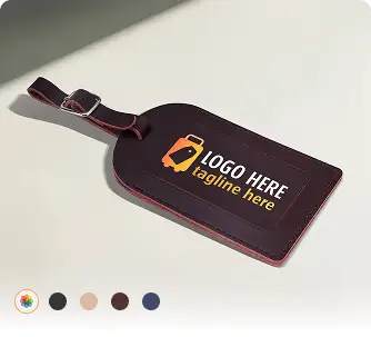Premium Genuine Leather Baggage Tags with Company Logo