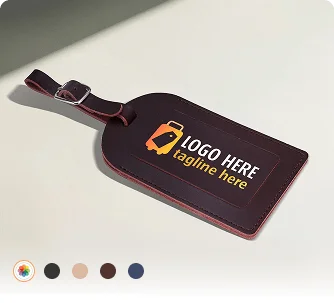 Premium Genuine Leather Baggage Tags with Company Logo