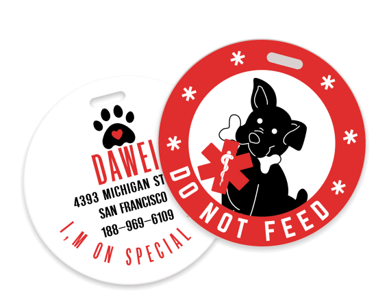 Do Not Feed Dogs Medical Alert Tags