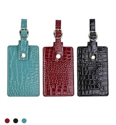 Crocodile Texture PU Leather Travel Tag