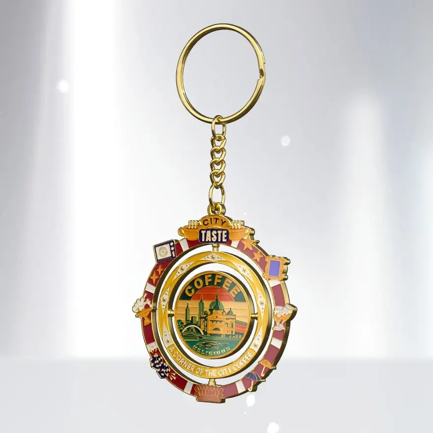 Multi-Axis Rotating Metal Keychain