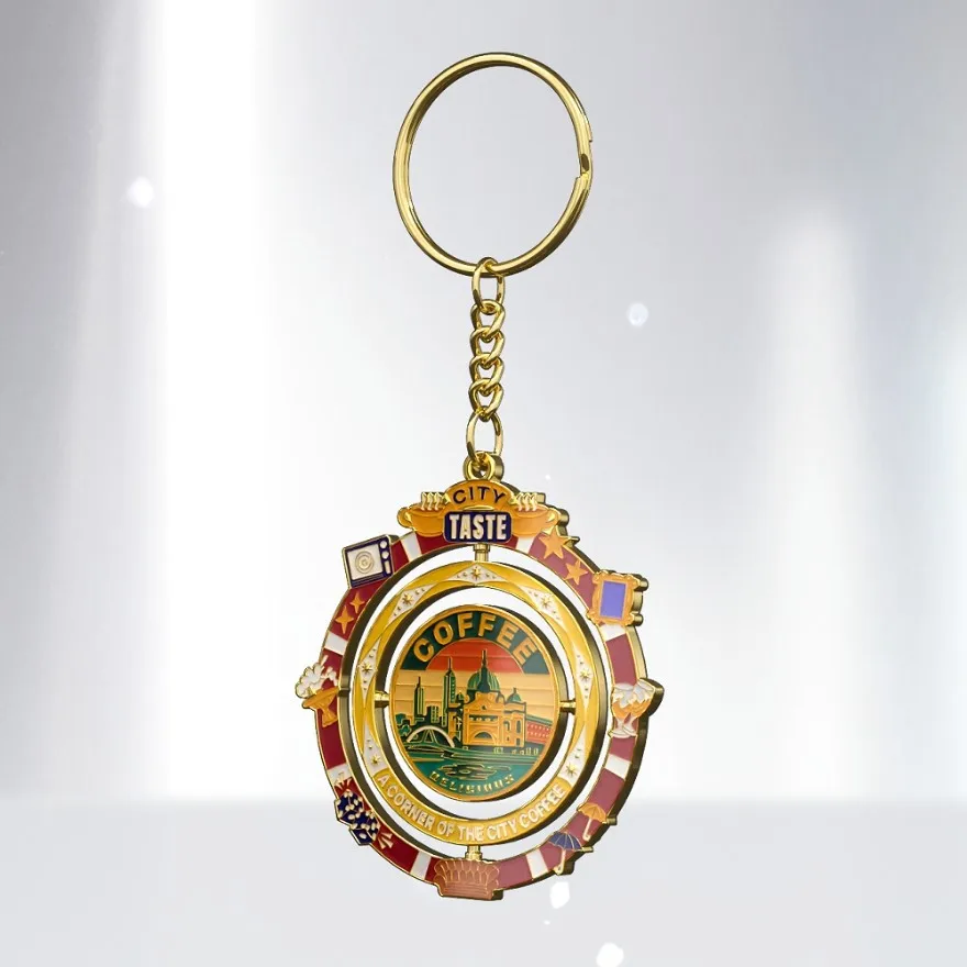 Multi-Axis Rotating Metal Keychain