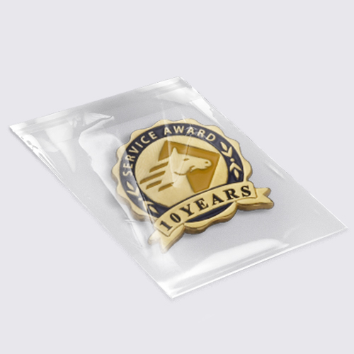 Pin with plastic bag