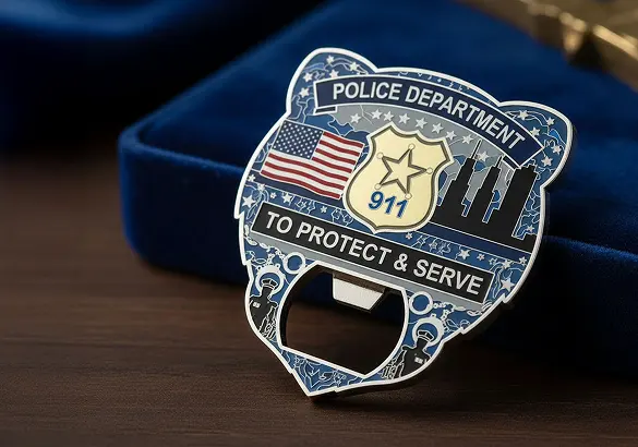 Law Enforcement Shield Bottle Opener Coin Law Enforcement Shield Bottle Opener Coin