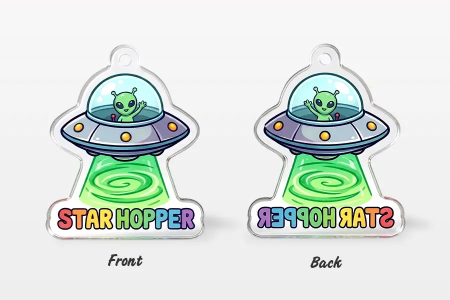the front & back of custom acrylic keychains with text the front & back of custom acrylic keychains with text