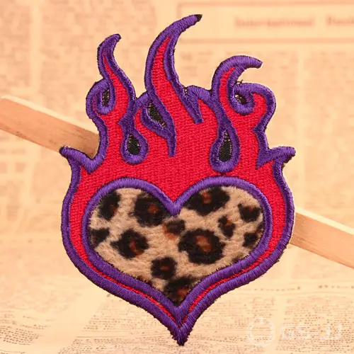 Fire On Heart Custom Embroidered Patches Fire On Heart Custom Embroidered Patches