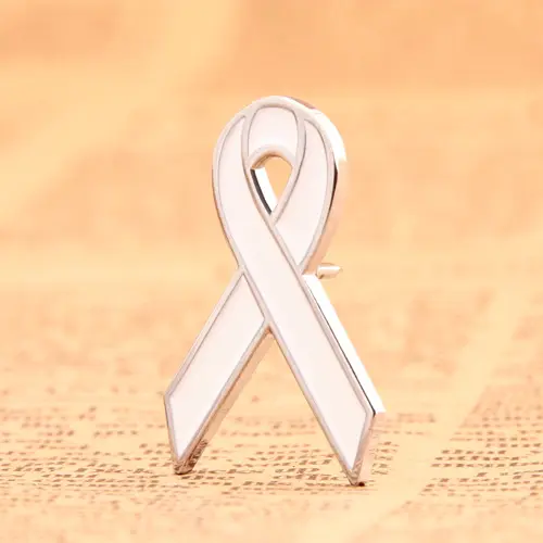 White ribbon custom enamel pins White ribbon custom enamel pins