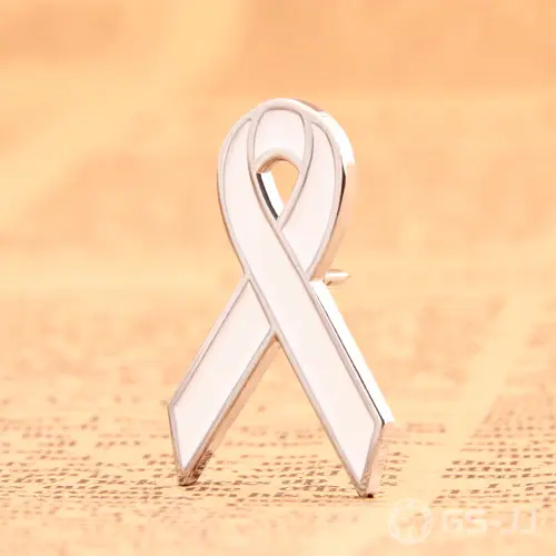 White ribbon custom enamel pins White ribbon custom enamel pins