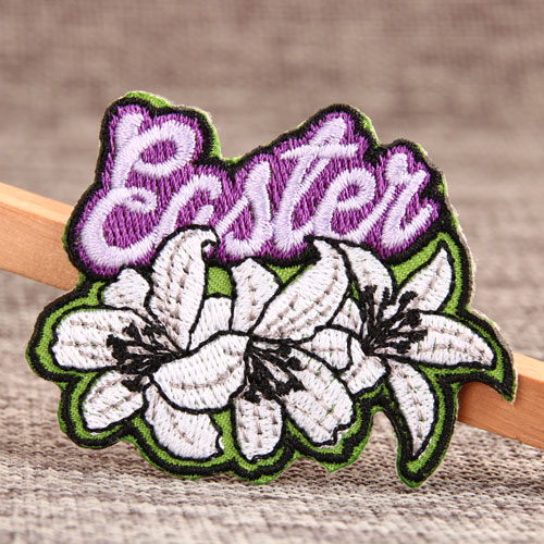 Greenish Lily Flower Embroidered Patches