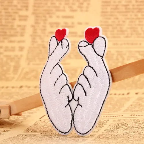 Finger Heart Embroidered Patches Finger Heart Embroidered Patches