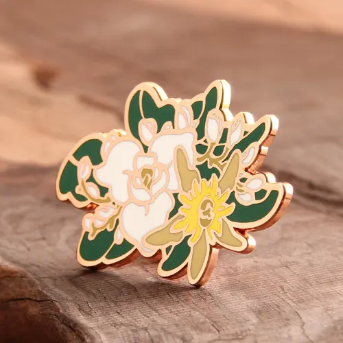 Flower hard enamel pins
