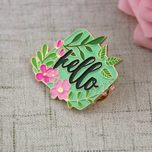 Hello and Flower Lapel Pins Hello and Flower Lapel Pins