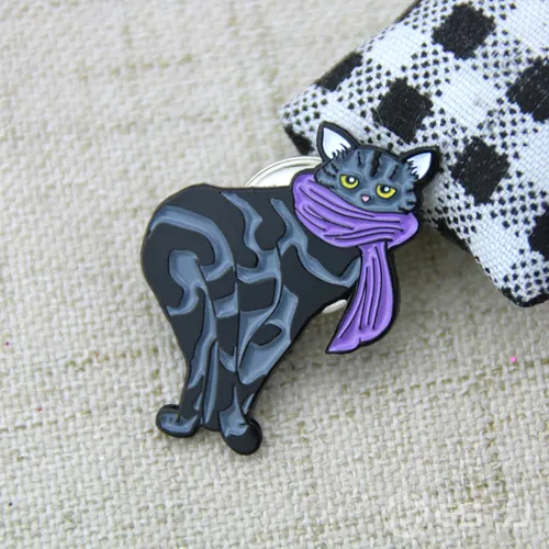 Lapel Pins for Cat Wearing Purple Scarf Lapel Pins for Cat Wearing Purple Scarf