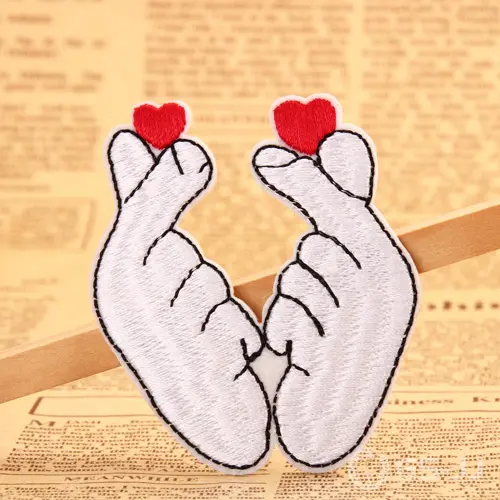 Finger Heart Embroidered Patches Finger Heart Embroidered Patches