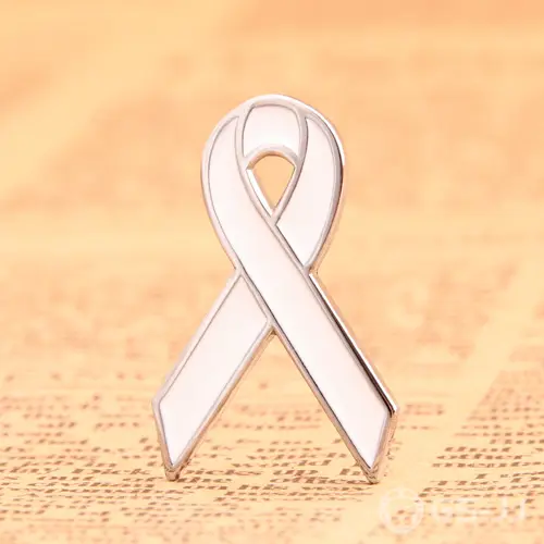 White ribbon custom enamel pins White ribbon custom enamel pins