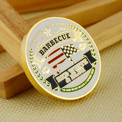 Red White and Blue BBQ Custom Coins