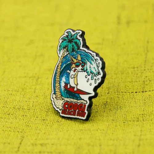 Corgi Beach Day Lapel Pins