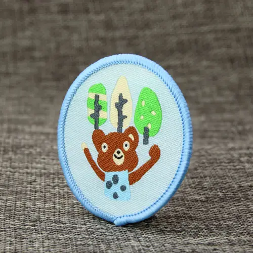 Custom Blue Bearland Woven Patch Custom Blue Bearland Woven Patch