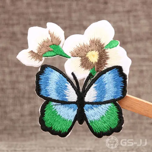 Butterfly Flower Custom Embroidered Patches Butterfly Flower Custom Embroidered Patches