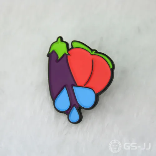 custom enamel pins for Eggplant and Peach custom enamel pins for Eggplant and Peach