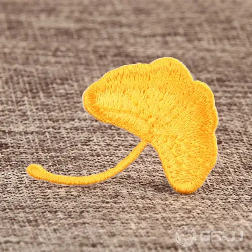 Yellow Ginkgo Leaf Custom Embroidered Patches Yellow Ginkgo Leaf Custom Embroidered Patches