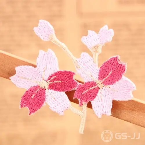 A Spray Of Pink Flower Embroidered Patches A Spray Of Pink Flower Embroidered Patches