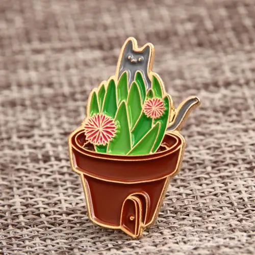 Cactus with Cat Lapel Pins Cactus with Cat Lapel Pins