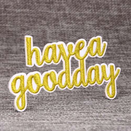 Have a nice day Gold Metallic threads Custom Patches Have a nice day Gold Metallic threads Custom Patches