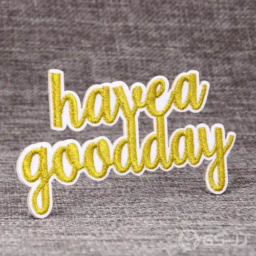 Have a nice day Gold Metallic threads Custom Patches Have a nice day Gold Metallic threads Custom Patches